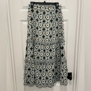 Olivia James Floral Patterned Maxi Skirt - Blue, cream, black